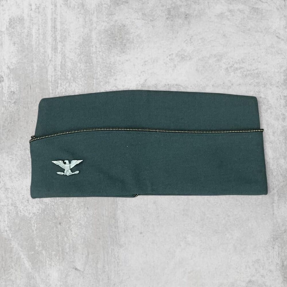 Vintage US Army Officer Garrison Cap Green Military Hat One Size